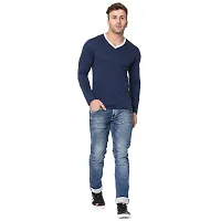 Jambul Regular Fit Men's Cotton V Neck Full Sleeve Casual T-Shirt_Navy-thumb2