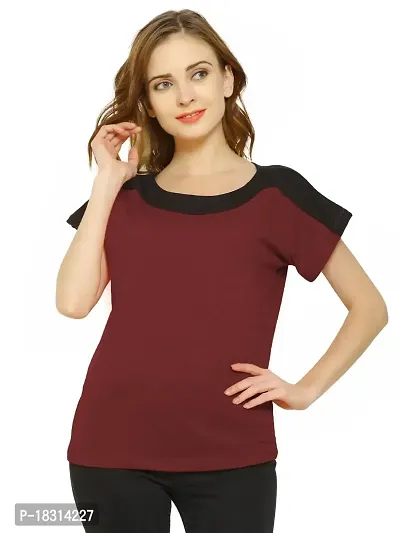 HEATHEX Women's Regular Funky Plain Cotton T-Shirt-thumb0