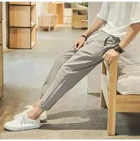 Grey Polycotton Regular Track Pants For Men-thumb1