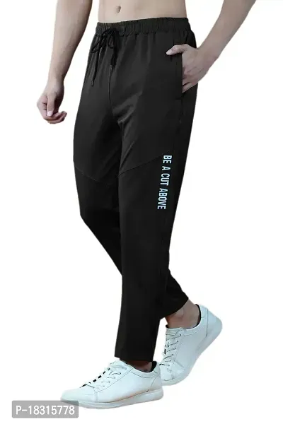 HEATHEX Men's Soft Poly Interlock 4 Way Spandex Stretchable Lycra Sports Trackpants with Zipper Pocket-thumb0