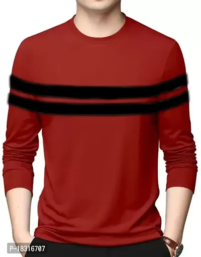 HEATHEX Men's Cotton Blend Striped Round Neck Full Sleeve T-Shirt-thumb0