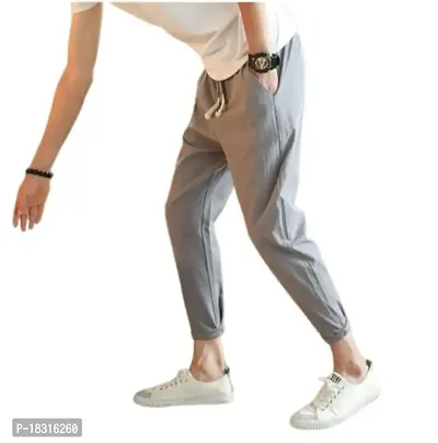 Grey Polycotton Regular Track Pants For Men-thumb0