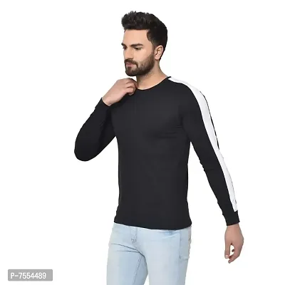 Mens Shoulder Panel Regular Fit Cotton Blend Full Sleeve T-Shirt-thumb3