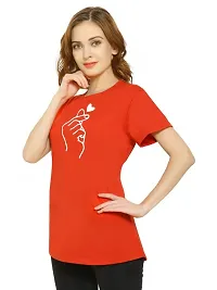 Korean Cross Finger Heart Regular Fit T-shirt for Womens-thumb2