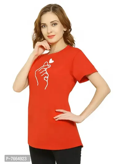 Korean Cross Finger Heart Regular Fit T-shirt for Womens-thumb3