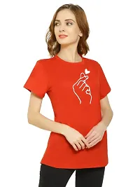 Korean Cross Finger Heart Regular Fit T-shirt for Womens-thumb3