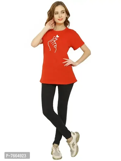 Korean Cross Finger Heart Regular Fit T-shirt for Womens-thumb5