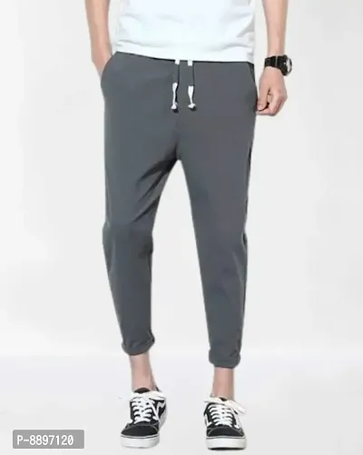 Classic Polyester Solid Track Pants for Men-thumb0