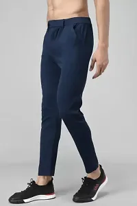 Regular Fit Men Blue Lycra Blend Trousers-thumb3