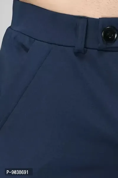 Regular Fit Men Blue Lycra Blend Trousers-thumb5
