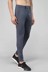 Regular Fit Men Dark Grey Lycra Blend Trousers-thumb2