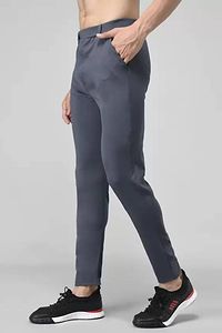 Regular Fit Men Dark Grey Lycra Blend Trousers-thumb3