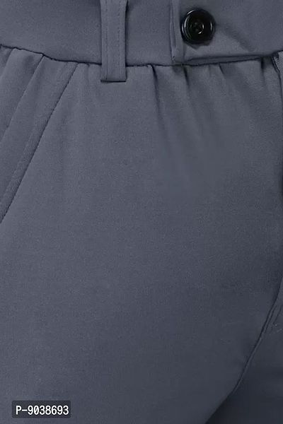 Regular Fit Men Dark Grey Lycra Blend Trousers-thumb5