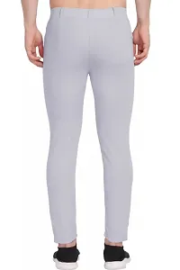 Regular Fit Men Light Grey Lycra Blend Trousers-thumb1