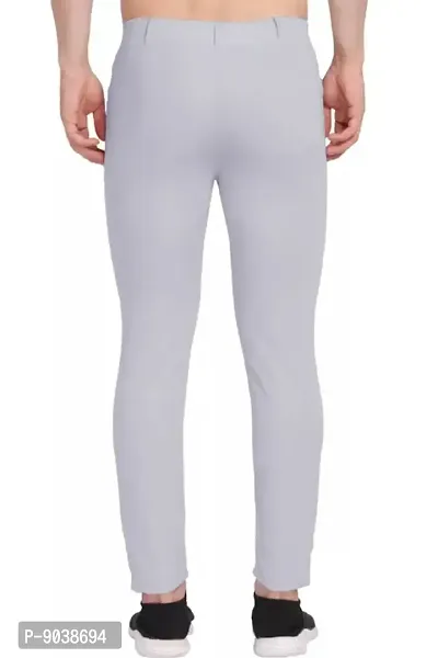 Regular Fit Men Light Grey Lycra Blend Trousers-thumb2