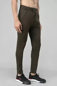 Regular Fit Men Olive Lycra Blend Trousers-thumb2