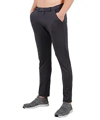 Grey Cotton Blend Mid Rise Casual Trousers-thumb3