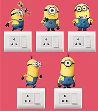 Madhuban Dcor Multicolor Minion Switch Board Sticker for Switch Board Wall 3D Decal Creative Multicolor Beautiful Standard Size-thumb1