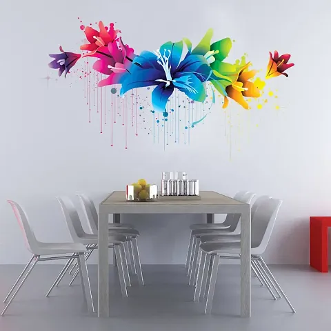 Impression Wall Decor Vinyl Flowers Glass Tiles Furniture Wall Sticker (36.22 x 20.07 x 0.39 Inches, Multicolour)