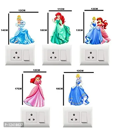 Madhuban Dcor Beautiful Disney Princess Switch Board Sticker for Switch Board Wall 3D Decal Creative Multicolor Beautiful Standard Size-thumb3