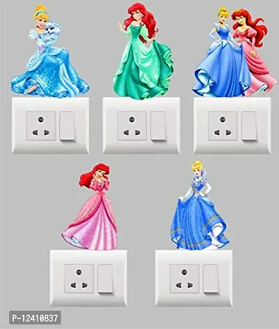 Madhuban Dcor Beautiful Disney Princess Switch Board Sticker for Switch Board Wall 3D Decal Creative Multicolor Beautiful Standard Size