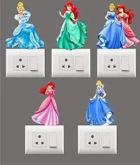 Madhuban Dcor Beautiful Disney Princess Switch Board Sticker for Switch Board Wall 3D Decal Creative Multicolor Beautiful Standard Size-thumb1