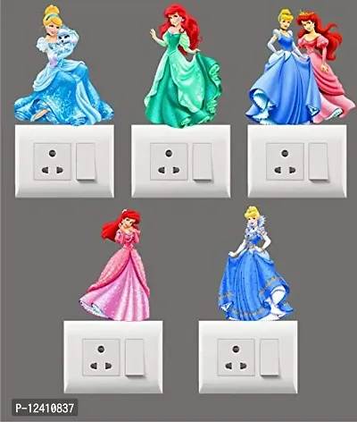 Madhuban Dcor Beautiful Disney Princess Switch Board Sticker for Switch Board Wall 3D Decal Creative Multicolor Beautiful Standard Size-thumb2