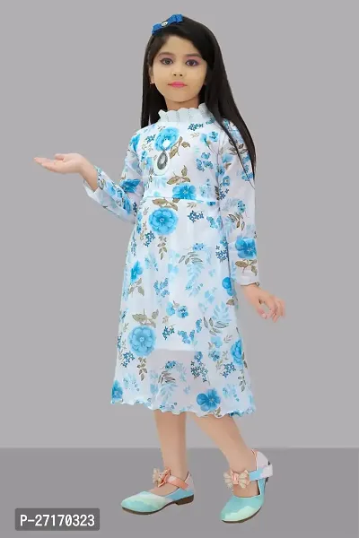 Fabulous Blue Georgette Printed Frocks For Girls-thumb2