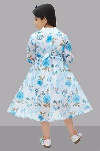 Fabulous Blue Georgette Printed Frocks For Girls-thumb2