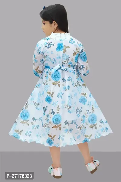 Fabulous Blue Georgette Printed Frocks For Girls-thumb3