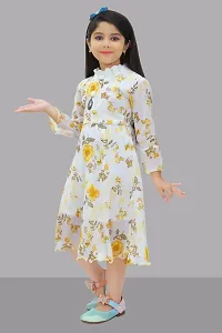 Fabulous Off White Georgette Printed Frocks For Girls-thumb3