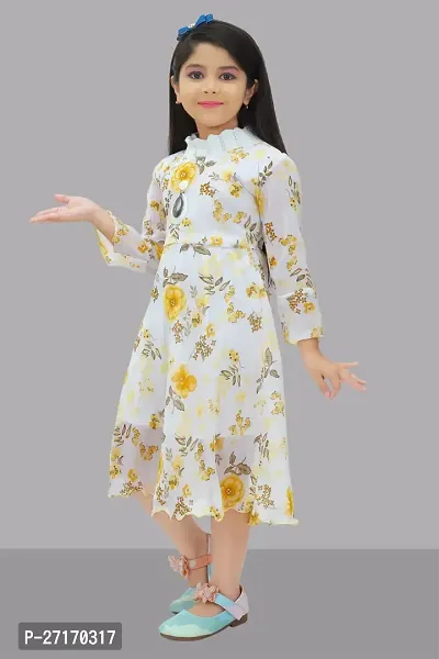 Fabulous Off White Georgette Printed Frocks For Girls-thumb4