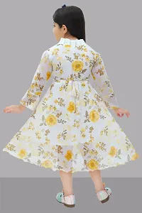 Fabulous Off White Georgette Printed Frocks For Girls-thumb1