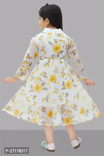 Fabulous Off White Georgette Printed Frocks For Girls-thumb2