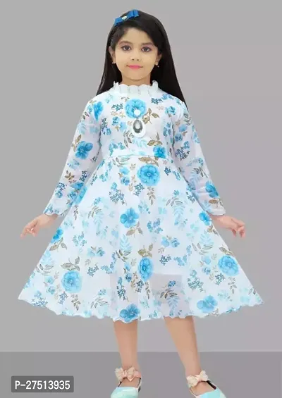 Classic Georgette Printed Frocks for Kids Girls-thumb0