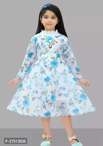 Classic Georgette Printed Frocks for Kids Girls-thumb0