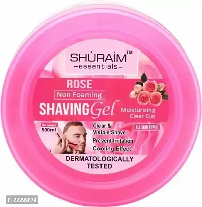 Shuraim Essentials Rose Shaving Gel Non Foaming Clear Cut Professional (500 G)