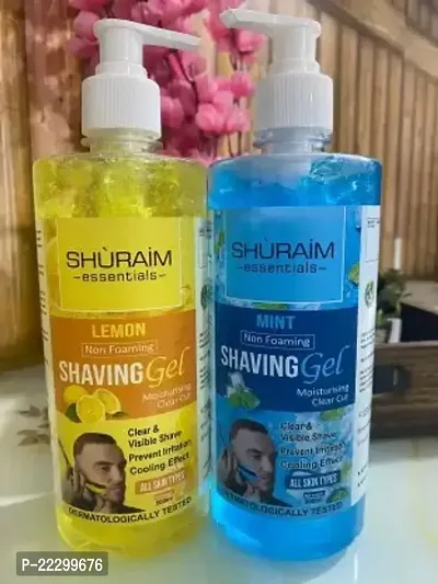 Shuraim Essentials Lemon-Mint Combo Shaving Gel Non Foaming Clear Cut Professional (1000 Ml) Pack Of 2