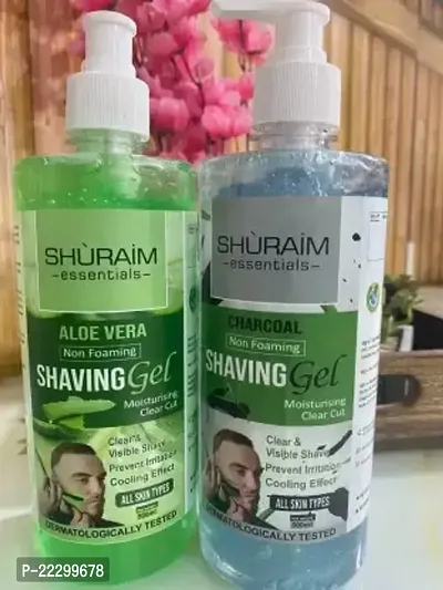 Shuraim Essentials Alovera -Charcoal Combo Shaving Gel Non Foaming Clear Cut Professional (1000 Ml) Pack Of 2