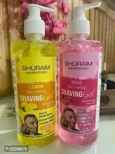 Shuraim Essentials Lemon-Rose Combo Shaving Gel Non Foaming Clear Cut Professional (1000 Ml) Pack Of 2