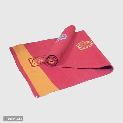 100% Cotton Handloom 7 Chakra Yoga Mat | Handmade Yoga Mat | Pinkish Red