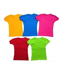 Girls Printed Pure Cotton T Shirt Multicolor  Pack Of 5-thumb1