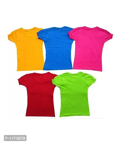 Girls Printed Pure Cotton T Shirt Multicolor  Pack Of 5-thumb2