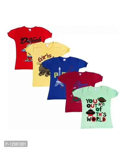 Girls T Shirts Soft And Best Quality Multicolor  Pack Of 5