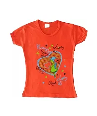 Girls Printed Pure Cotton T-Shirt Pack of 5 (Multicolour)-thumb2