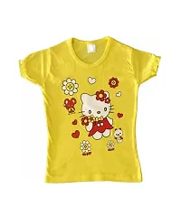 Girls Printed Pure Cotton T-Shirt Pack of 5Pcs (Multicolour)-thumb1