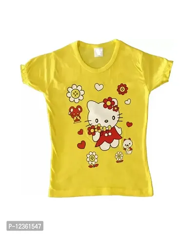 Girls Printed Pure Cotton T-Shirt Pack of 5Pcs (Multicolour)-thumb2