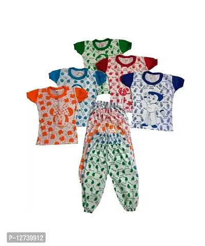 Baby Girls Casual T-shirt  Pyjama (Multicolor) pack of 5-thumb0