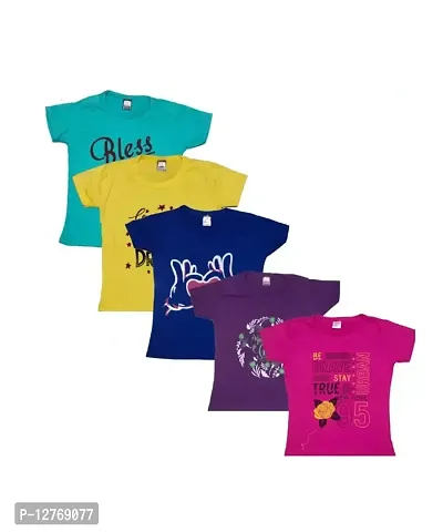 Baby Girls Casual T-Shirt Multicolor, Pack of 5-thumb0
