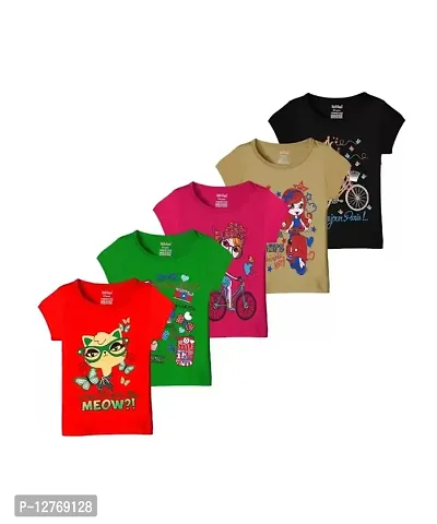 Baby Girls Casual T Shirt (Multicolor, Pack of 5)